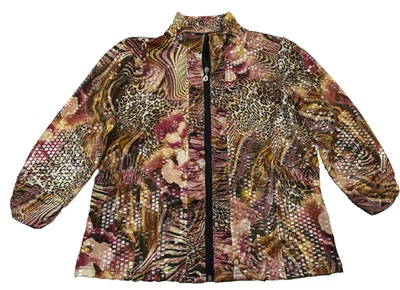 Chaqueta Erin London Talla Mediana Floral Estampado Animal Jefe Esposa Estética Cremallera Completa Foto 1 de 4