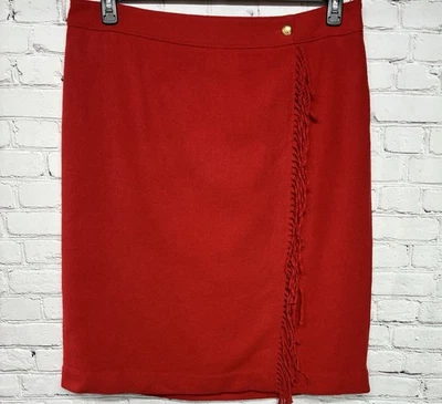 Falda De Colección Talbots Rojo Mezcla de Lana Flecos Oficina Vacaciones Fiesta Talla Grande 18 Foto 1 de 4