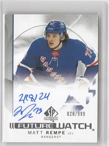 MATT REMPE 2024-25 UD SP Authentic AUTO INSCRIBED FUTURE WATCH RC 026/999 Leafs - Picture 1 of 2