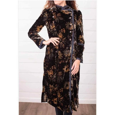 NEW Free People Hazel Velvet Floral Duster Jacket XS  Black X-Small Burnout - Image 1 of 4