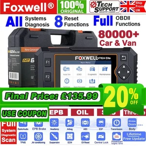 Foxwell NT624 Elite Car Van OBD2 Scanner Code Reader ALL Systems Diagnostic Tool - Picture 1 of 13