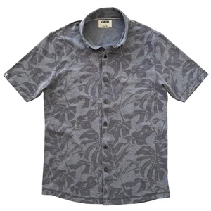 Linksoul Small Gray Leaf Print Golf Casual Button Up Men's Shirt - Picture 1 of 9
