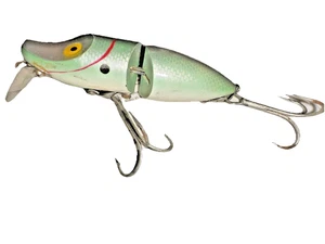 Vintage Heddon snodato "Go-Deeper River Runt Spook Sinker" con occhi dorati, antico - Foto 1 di 9