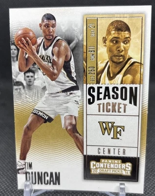 2016-17 Panini Contenders Draft Picks Season Ticket #90 Tim Duncan Wake Forest - Image 1 of 2