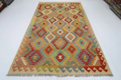 Небольшой ковер из шерсти с геометрическим узором 7x10 футов традиционный восточный ковер ручной работы - Изображение 1 из 4