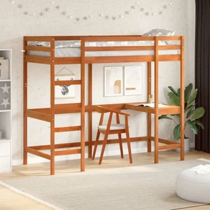 Cama Alta con Escritorio Litera Somier de Dormitorio Madera Maciza Pino vidaXL - Imagen 1 de 72