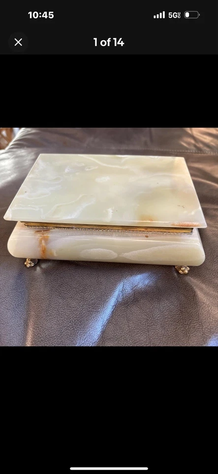 Vintage Onyx Jewelry/Trinket Box W/Claw Feet 4 1/2" X  2 3/4" - Image 1 of 4