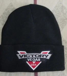 Gorro tejido Victory Vegas motocicleta bordado gorra con puño negro ajuste pequeño - Imagen 1 de 2