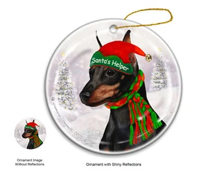 Santa's Helper Ornament - Cropped Black Miniature Pinscher Min Pin 4180 - Imagen 1 de 1