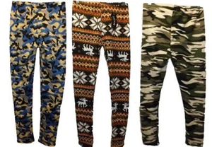 New Blue or Green Camo or Orange Reindeer Youth Size S Small 8 Lined Sweatpants - Picture 1 of 12