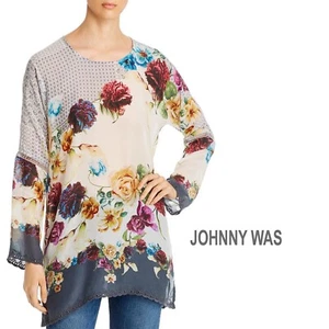 NUEVA Blusa Floral Johnny Was Tilo Sedoso Talla Mediana - Imagen 1 de 11