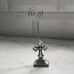 Portafotos/tarjetas cruz ornamentada resina plateada - religioso. NUEVO Juego de 10. - Imagen 1 de 8