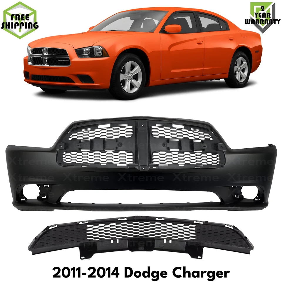 Front Bumper Cover Primed & Grille Assembly Kit For 2011-2014 Dodge Charger Foto 1 de 4