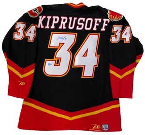 MIIKKA KIPRUSOFF SIGNED 2003 CALGARY FLAMES Black 3rd JERSEY BECKETT COA XL - Picture 1 of 4