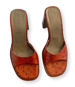 Sandalias Kenneth Cole Cuero Tostado Punta Abierta, Tacón Apilado, Hechas en Italia Talla 7 NUEVAS - Imagen 1 de 7