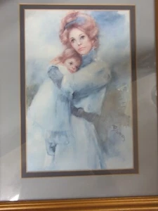 Vintage Mutter & Kind Kunst viktorianisch professionell gerahmt signiert Borg Baby Liebe Geschenk - Bild 1 von 3
