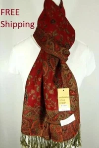 Sciarpe Pashmina Sciarpa Scialle Avvolgente-Paisley, Seta Cashmere-Morbido*Donna - Foto 1 di 7