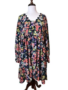 Anthropologie By Maeve Mini Dress Piper Floral Size 2X Baby Doll Peasant - Picture 1 of 13