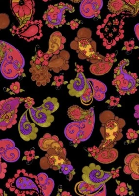 Loralie Designs - Posie Paisley - Black - Quilting and Crafting Fabric  - Image 1 of 4