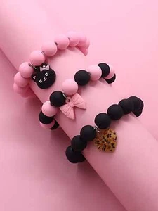 3pcs Toddler Girls Heart Charm Bracelet Kids Bracelet Stackable Bracelet Crafted - Picture 1 of 3