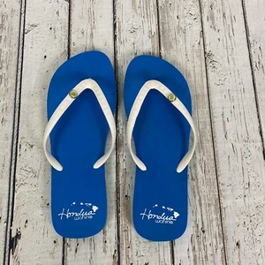 Womens Honolua Wahine Size 10 White & Blue Thong Flip Flops Sandals NWT - Picture 1 of 6