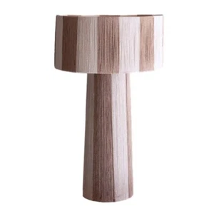 Natural Jute Covered Thick Striped Table Lamp 28 in Brown Khaki Two Tone Neutral - Picture 1 of 4