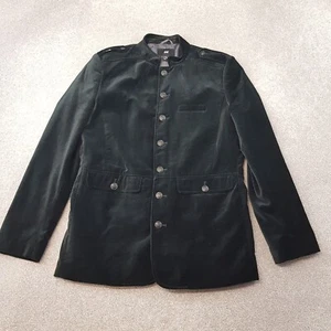 H&M Mens Jacket 40 Black Velvet Military General Blazer Army Smart Cigar Smoking - Picture 1 of 13