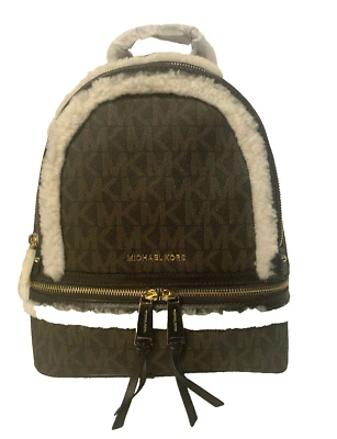 ¡NUEVO! Mochila MICHAEL KORS Rhea Cremallera Cuero Mediana-Marrón/Natural Foto 1 de 3