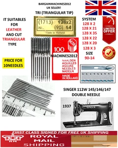 SINGER 112W145 MUVA 128X20 128X22TRI, S=14/90 INDUSTRIAL SEWING MACHINE NEEDLE - Picture 1 of 3