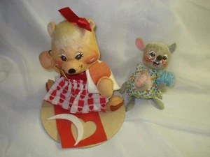 Two Annalee Dolls 1997 Bear Doll with Scissors & 1971 Knitting Doll with Yarn - Picture 1 of 1