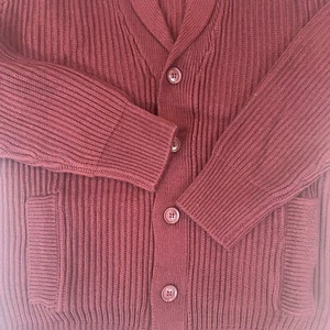 Cárdigan Suéter Cuello de Chal Tejido Talla Pequeña John Blair Granate - Imagen 1 de 5