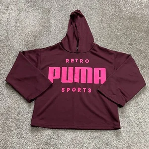 Puma Hoodie Sweatshirt Girls Kids XL (16) Maroon Pullover Travel Casual Sports - Picture 1 of 14