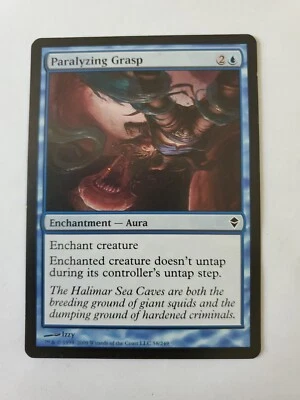 MTG Magic The Gathering Card Paralyzing Grasp Enchantment Aura Blue Zendikar  - Image 1 of 2