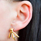 NEW PAIR GOLD MONSTER EAGLE CLAW STUD EARRINGS GOTHIC EAR PANDORA CLIP PUNK CUFF