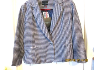 Neu mit Etikett adrette Cynthia Rowley Jacke blau & weiß, ein Knopf, Größe Large - Bild 1 von 9