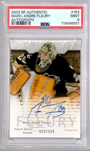 MARC-ANDRE FLEURY 2003-04 UD SP Authentic Future Watch Auto ROOKIE #/999 PSA 9 - Picture 1 of 2