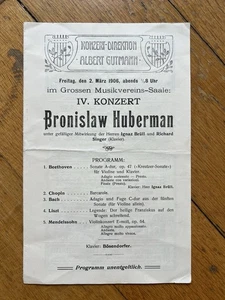 1906 BRONISLAW HUBERMANN Wien IGNAZ BRÜLL - Bild 1 von 2