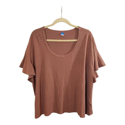 Old Navy Flutter Sleeve Scoop Neck Linen Jersey Easy T-shirt Casual Women's 2X - Image 1 of 4