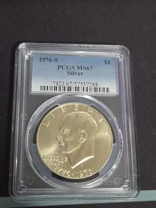 1976-S Eisenhower Dollar Ike Silver MS67 PCGS Blue Label - Picture 1 of 2