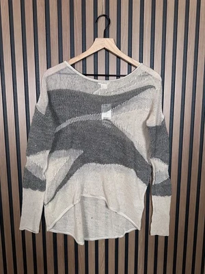 Nuevo Suéter Helmut Lang Pequeño Beige Textura Fusión Seda Lana Alpaca Alto Bajo Foto 1 de 4