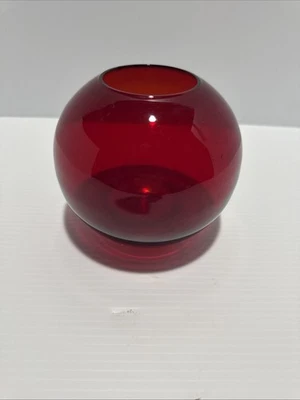 Vintage Anchor Hocking Royal Ruby Red Rose Bowl VaseMade In USA Fishbowl 6" - Image 1 of 4