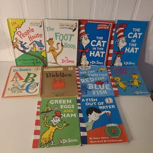 10 Dr Seuss Books Cat in the Hat Green Eggs AB Riddles Classic Kids Hardcover - Picture 1 of 4