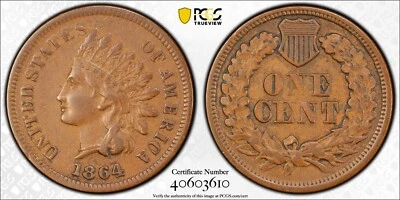 1864 *L On Ribbon* INDIAN CENT *PCGS VF35* RARE Variety *FAST FREE SHIPPING!! - Image 1 of 4