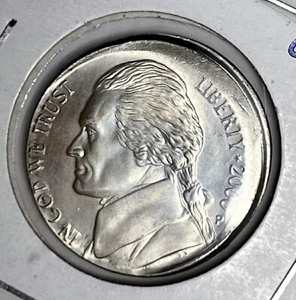 2000 OFF CENTER ERROR Jefferson Nickel CH BU + Coin NICE FULL STEP O/C Lot #9 NR - Picture 1 of 2