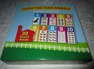 Count The Farm Animals Floor Puzzle 1-10, Ages 3+, 30 Pieces Pre-K-K Brand New