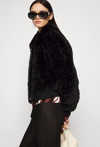 SALE - RAG & BONE NIKKI FAUX-SHEARLING BOMBER IN BLACK - NEW - SIZE L - Picture 1 of 10
