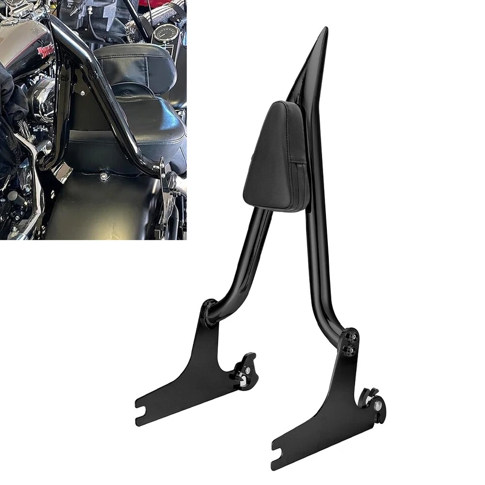 Respaldo negro brillante barra Sissy 24" para Harley Cross Bones Softail Fatboy Lo FLSTF Foto 1 de 4