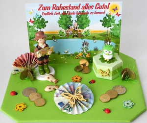 Geldgeschenk Ruhestand ☘ Angler ☘ Geschenkschachtel mit Deko ☘ Geschenk Rente - Bild 1 von 2