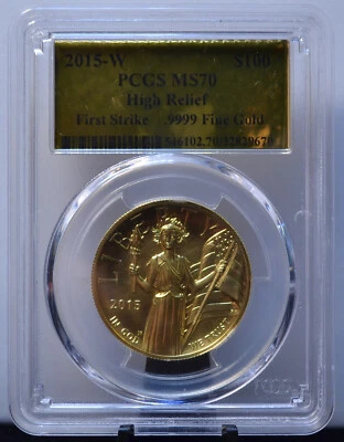 2015-W $100 AMERICAN LIBERTY HIGH RELIEF FS FOIL PCGS MS70 1 OZ .9999 GOLD COIN - Image 1 of 4