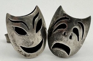 Gemelos de plata esterlina de colección calcetín y buskin máscaras de teatro comedia tragedia JSC - Imagen 1 de 12